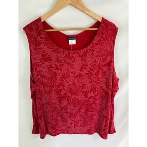 NWT Citiknit Red Floral Print Sleeveless Blouse Size 2X